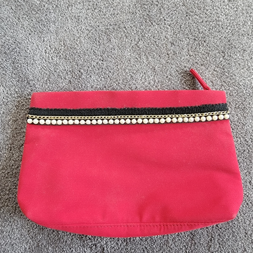 Lancome 80th anniversary cosmetic bag with pearls